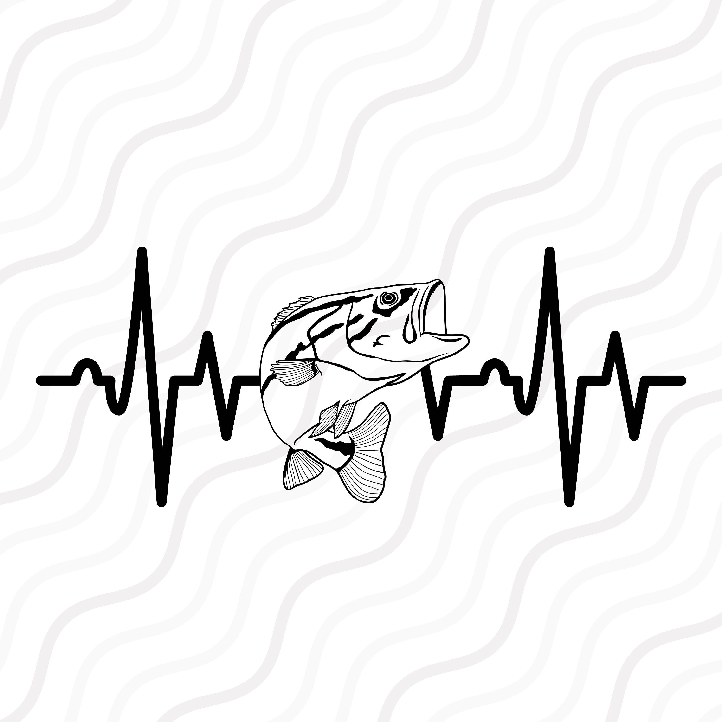Fish Heartbeat SVG Bass SVG Fish svg Heartbeat SVG Cut