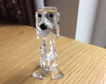Signed Swarovski Crystal Dog, Retired Pluto No. 7635. Made in Austria 1979 -1990 with original box.