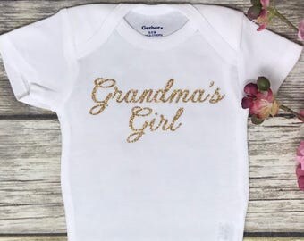 Grandmas Girl, Baby Girl Onesie, Baby Shower Gift, Baby Girl Gift, Infant Clothing, Cute Baby Gift, Newborn Onesie