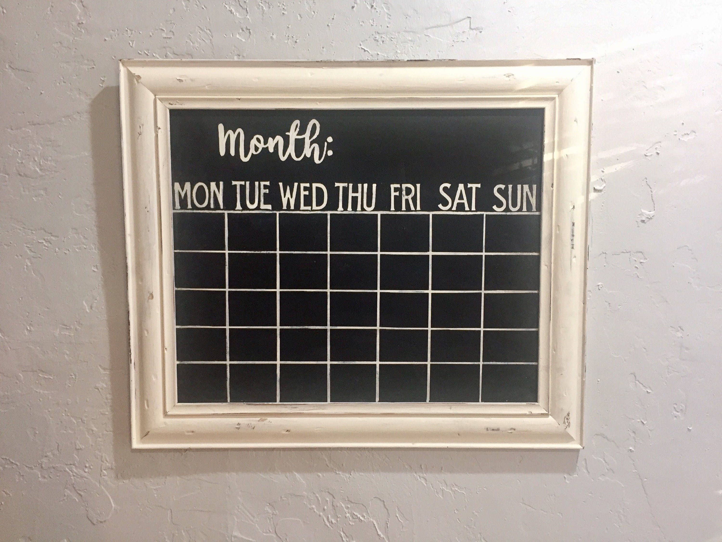 Rustic Large Chalkboard Monthly Wall Calendar Menu Organizer