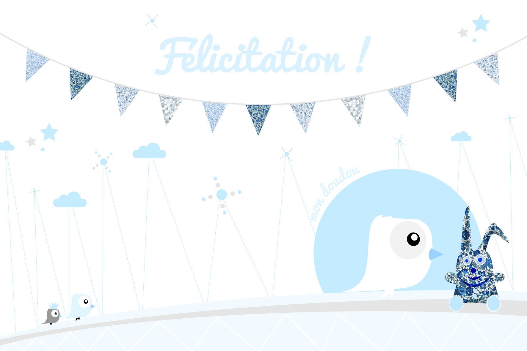 Carte de félicitation pour la naissance d'un petit garçon
