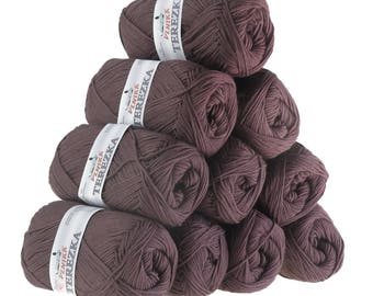 10 x 50g Strickgarn TEREZKA 100% Baumwolle, #113 rehbraun