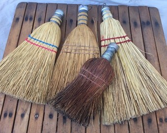 Vintage Retro lot of 4 Whisk brooms Handbrooms Straw broom one made in Hungary