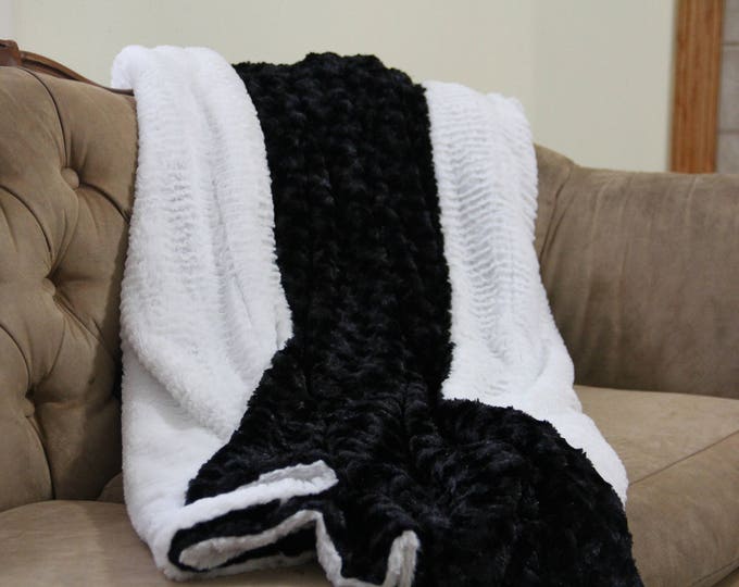 Adult Minky Blanket, Child Minky Blanket, White & Black Minky Blanket, Sofa Throw, Faux Fur Blanket, Valentines Day Gift