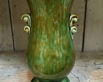 Vintage McCoy Green and Brown Vase