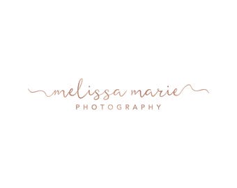rose gold photography logo, premade logo design, script font logo, business branding, photography watermark, rose gold Glitter Logo 011