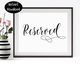 Reserved Art,Reserved Wedding Printable ,Special Occasion ,Bridal shower Gift ,Wedding Printable Digital Download INSTANT DOWNLOAD