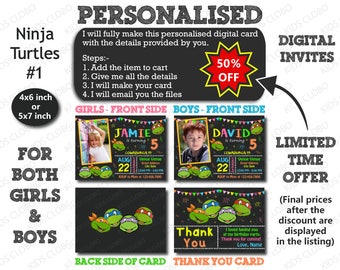 Ninja Turtles Invitation, Ninja Turtles Birthday Invite, Ninja Turtles Birthday Invitation, Ninja Turtle Birthday Party Invite, Ninja Turtle