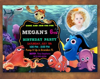 Finding Dory Invitation, Finding Dory Birthday Party, Finding Nemo Invitation, Under the Sea, Personalized, Printable, Digital File