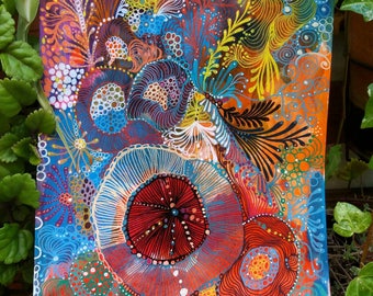 Painting done with poscas and acrylic painting titled 'Spin'
