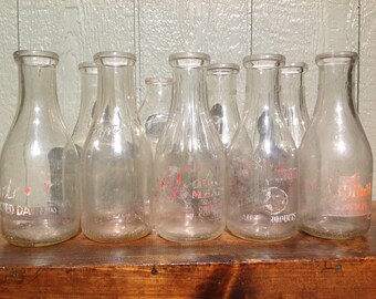 Vintage Glass Milk Bottles