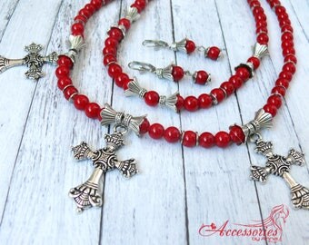 Coral necklace Red coral Multi strand necklace Natural coral jewelry Ethnic necklace Coral multi strand necklace Coral jewelry Red necklace