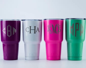 Y Yeti Cup Groomsmen gift idea bridesmaid gift Yeti Decal For Women Yeti Monogram Decal For Yeti Powder Coated Yeti Custom Yeti Glitter Yeti