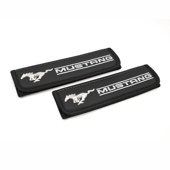 Mustang leather car seat belt cover 2 pcs. Seatbelt shoulder