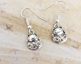 Maneki Neko Fortune Cat Earrings