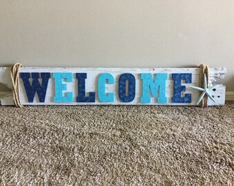 Coastal welcome sign | Etsy