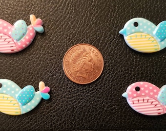 Set of 4 resin bird embellishments