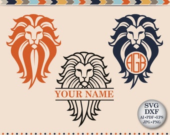 Lion Monogram SVG Lion Silhouette Svg Lion Svg Cutting File Lion Cutting File Silhouette Cutting File Cricut Cutting File Svg Dxf Png Jpg