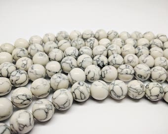 White Howlite Beads 8mm White Howlite 10mm White Howlite Beads 12mm Howlite Beads Round Howlite Beads Mala Beads Jewelry Supplies DIY Beads