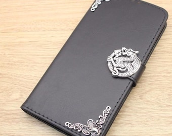 Dragon Wallet Leather Flip Stand Handmade Case Cover For Samsung Galaxy S5 S6 S7 Edge S8 Plus + Note 3 4 5 8 A3 A5 2017
