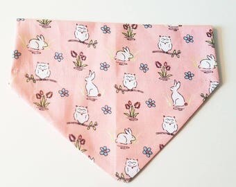 Pink Owl Rabbit Summer Meadow Dog Pet Bandana