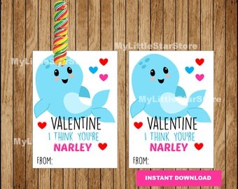 Lovely 15 Narwhal Valentine Card