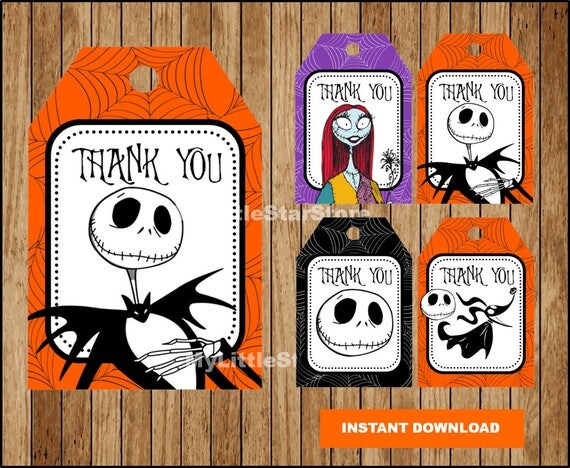 Nightmare Before Christmas Thank you tags Printable Nightmare