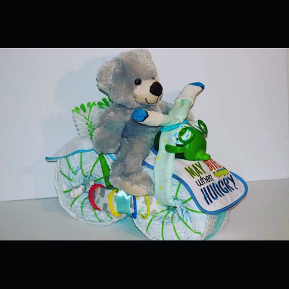 unique baby shower gift unisex motorcycle diaper cake