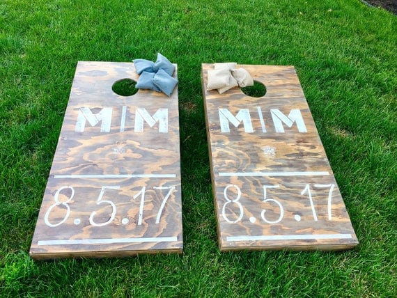 Items Similar To Custom Cornhole Boards: Wedding Date, Engagement Gift 