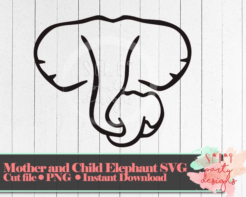 Download Mother and Baby Elephant Cut File PNG SVG for Circut