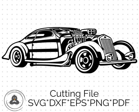 Download Hotrod Classic Car Silhouette SVG & Dxf Cutting Files for