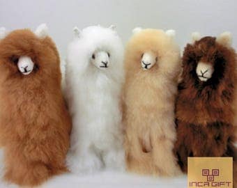 Handmade Alpaca Stuffed Animal Plush Alpaca 12.5 IN/ Llama fur teddy alpaca handmade Peruvian alpaca fur stuffed animal toy