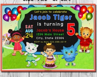 Daniel Tiger Invitation, Daniel Tiger Birthday Party Invite, Daniel Tiger's Neighborhood, Daniel Tiger's Neighborhood Chalkboard Invitation
