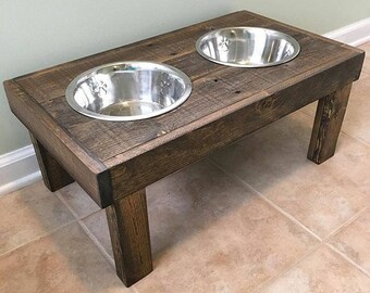 Rustic dog feeder | Etsy