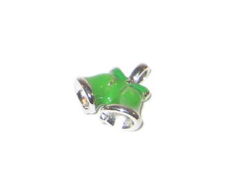 16 x 18mm Enamel Green Bell Metal Charm - 2 Charms