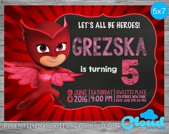 Owlette Invitation, Owlette, PJ Masks Invites, Pj Masks Invitation, Owlette birthday invitation, Pj masks party, Birthday Printables