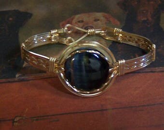 Oeil de tigre bleu et d\u0027or remplissent Bracelet