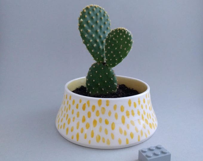 Ceramic Planter, cactus planter, succulent planter, handmade planter, yellow pottery plant pot, small bowl, jewellery dish, handmade gift