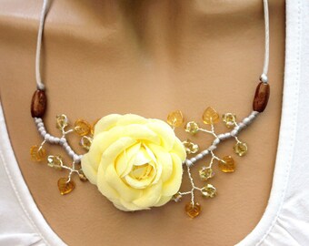 Yellow flowers and Topaz necklace