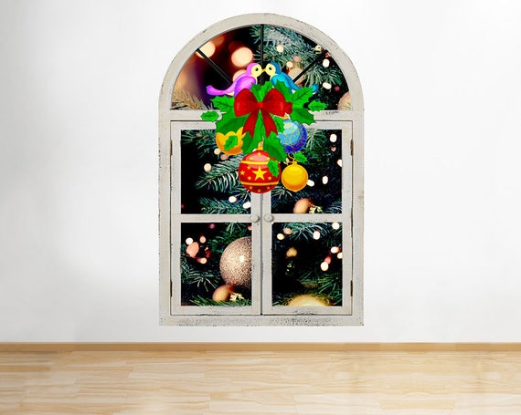 J764 Christmas Baubles Lights Hall Window Wall Decal 3D Art