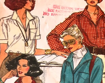 Chic Vogue Drawstring Shirt Pattern---Very Easy Vogue 9906---Size 12 Bust 34