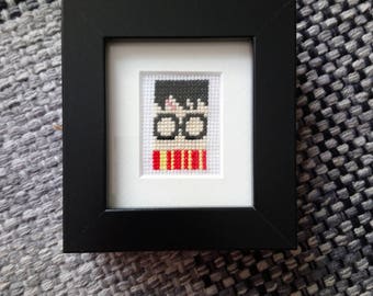 Harry Potter cross stitch with mount and black frame