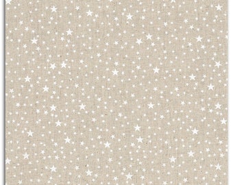 Natural linen coupon LKC35 white stars