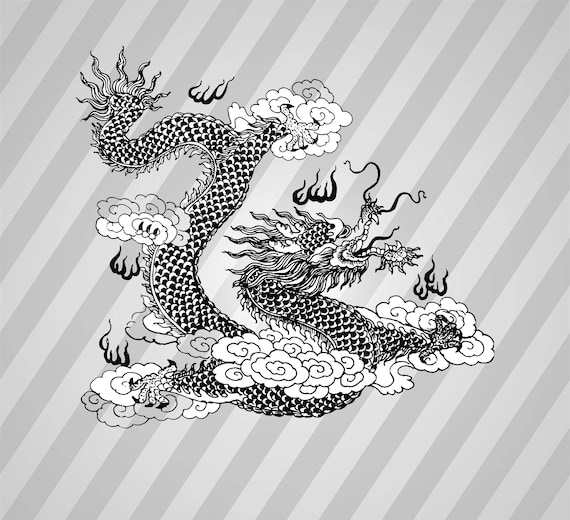 Download Asian Dragon Line Art 2 Svg Dxf Eps Silhouette Rld RDWorks