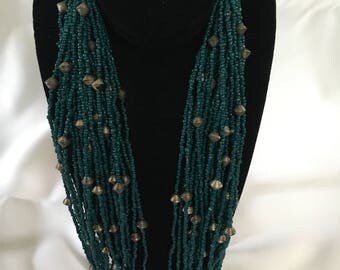 Necklace Multi-Strand Blue Necklace Adazzle4U Fashion