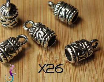 26 antique silver end caps to stick up to 5mm cord