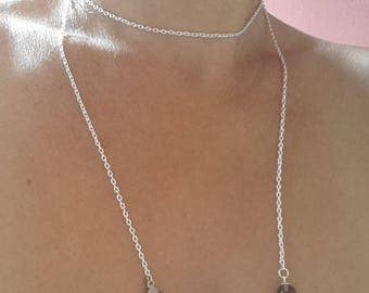 with Topaz and mother of Pearl stone Lariat Necklace