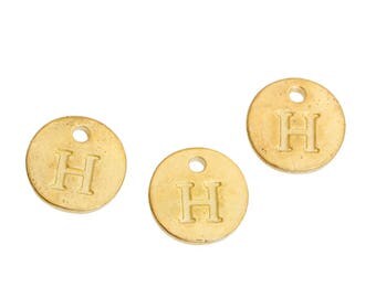 Letter H - 12mm Golden gold pendant