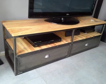 Cabinet industrial metal tv gilt wood