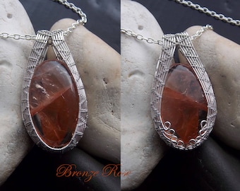 Unique Hand crafted wire wrapped hematoid quartz necklace